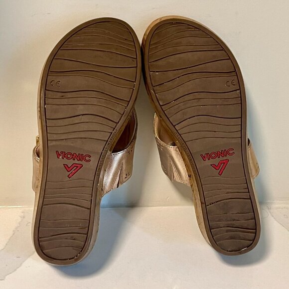 Vionic Anitra Rose Gold Pink Metallic Wedge Sandal - Size 9 - Picture 13 of 15